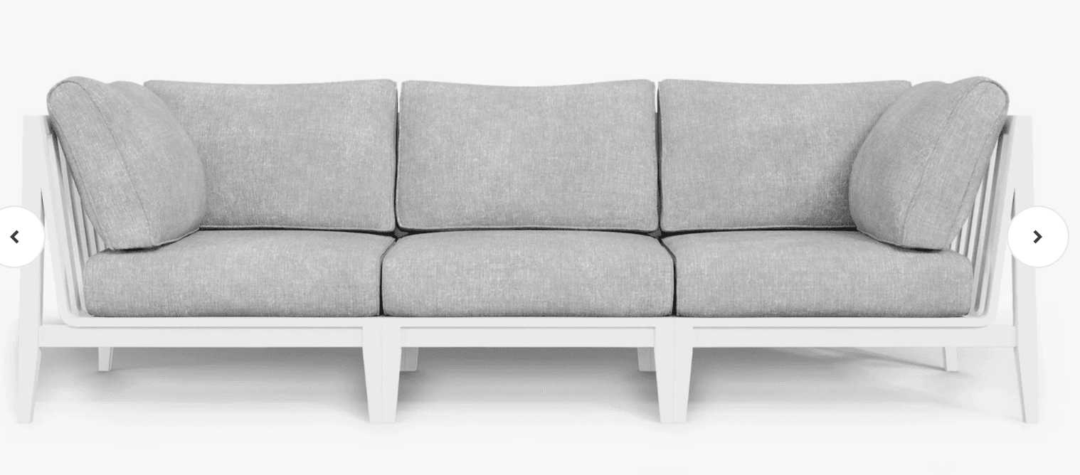 Modern White Frame Sectional Sofa with Grey Cushions