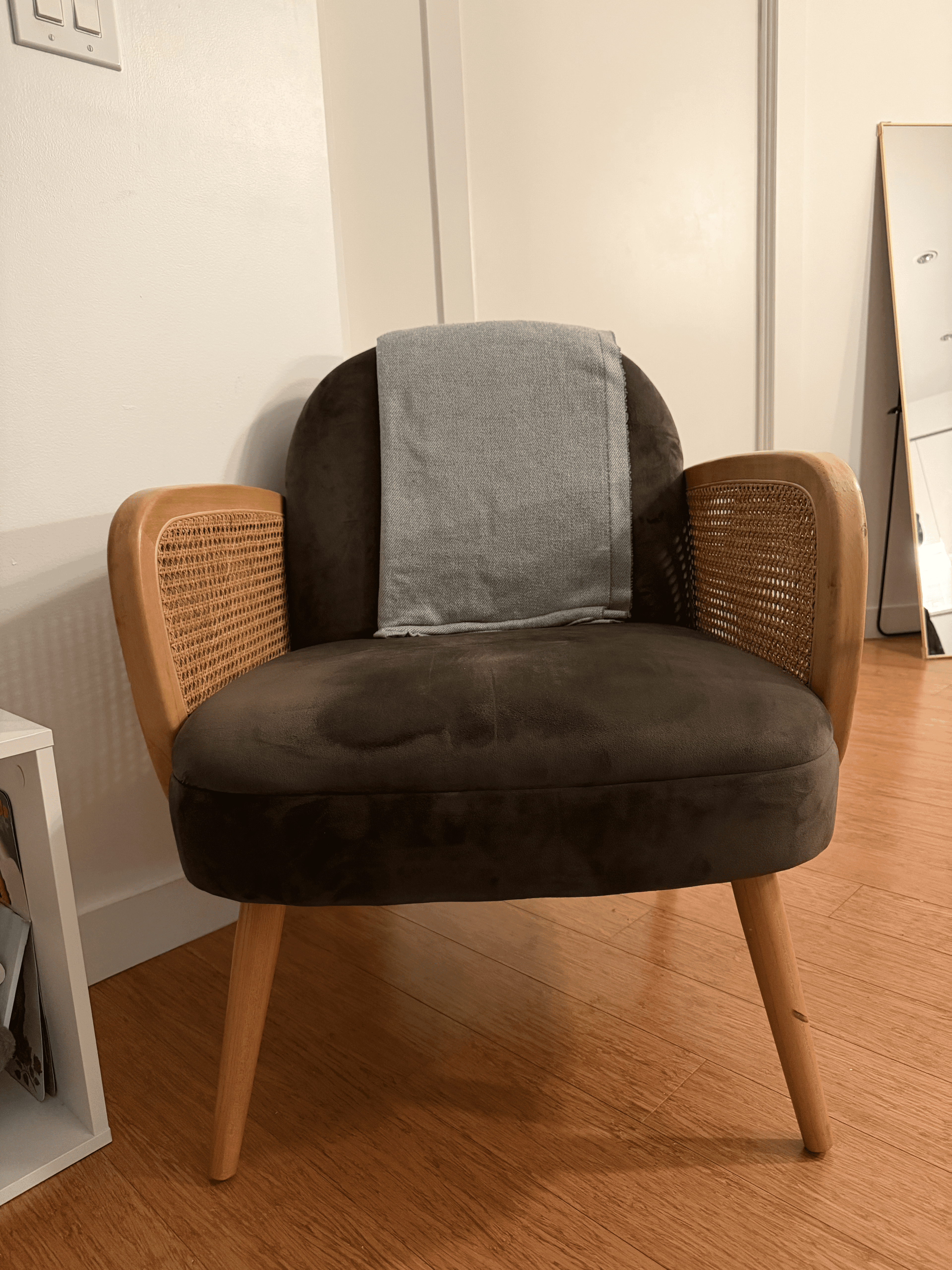 Mid-Century Accent Chair with Cane Arms