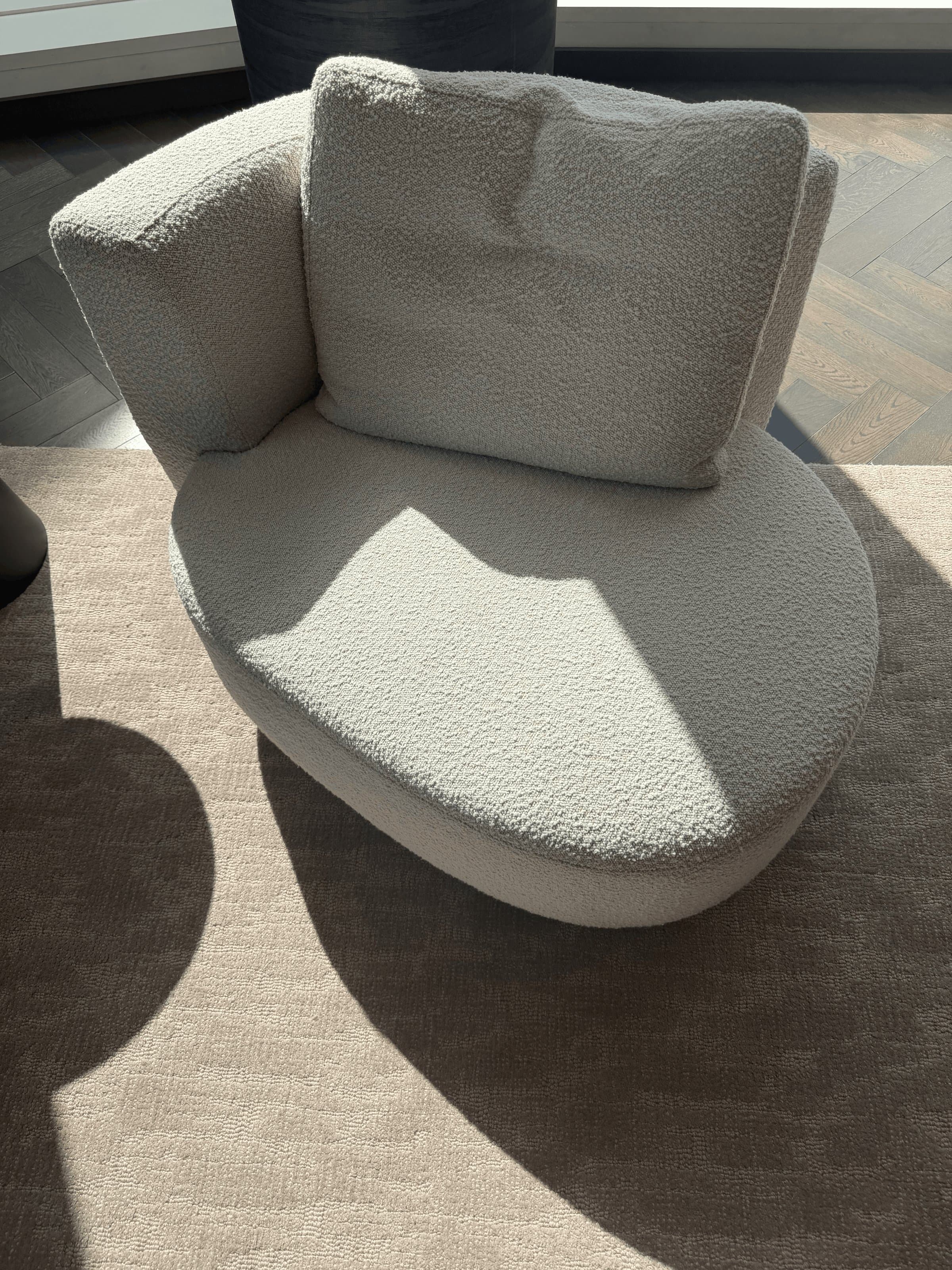 Modern Curved Cream Boucle Armchair